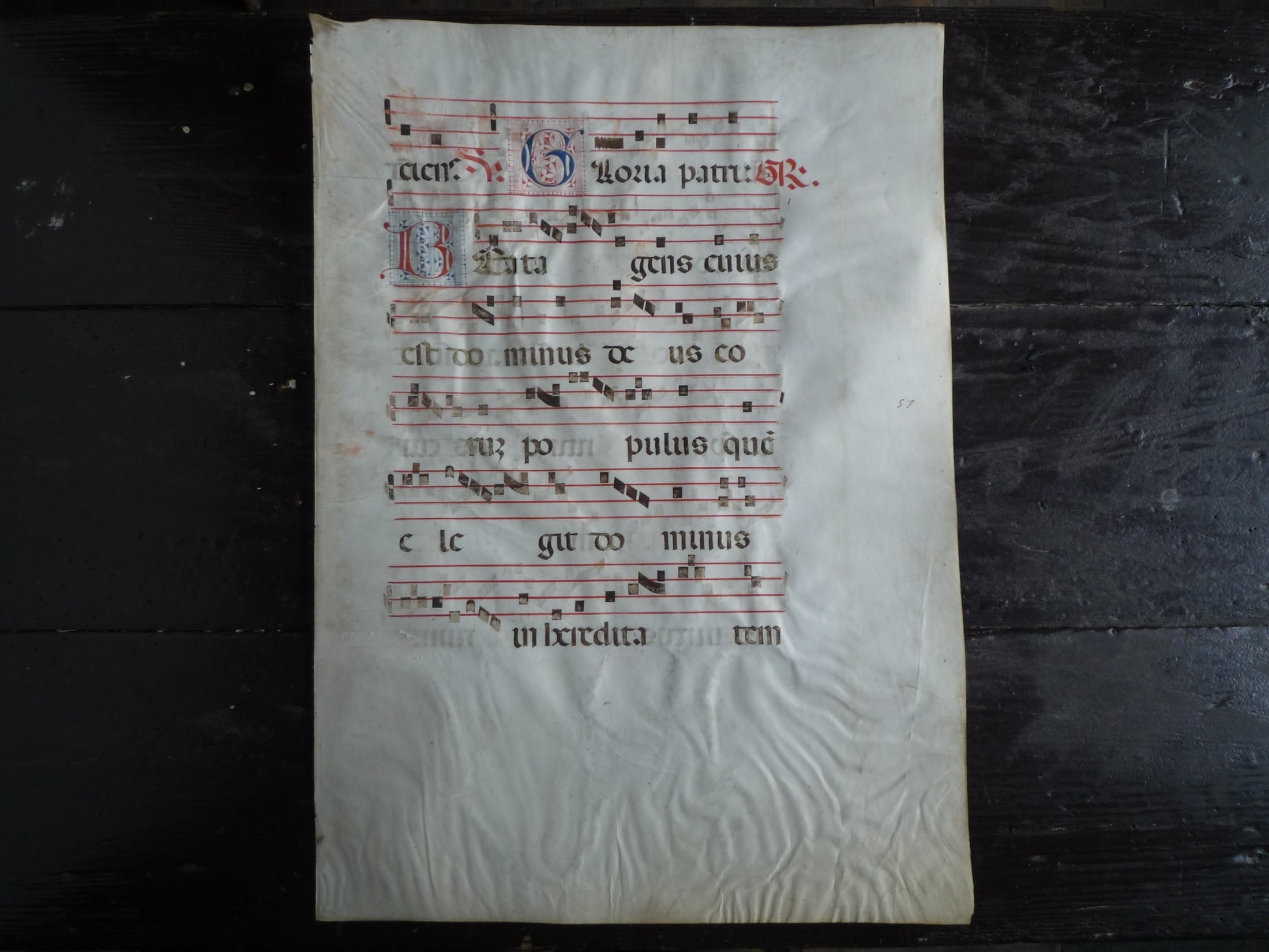 15世紀 四線譜 羊皮紙写 グレゴリオ聖歌 ネウマ譜 