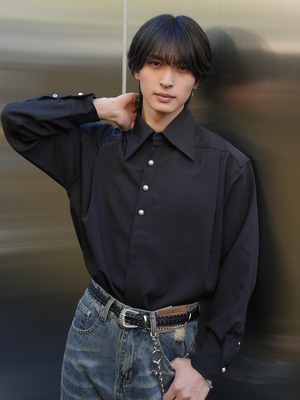 【ALUDE SELECT】three pearl button shirt