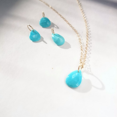 送料無料 14kgf♡sleeping beauty turquoise drop necklace