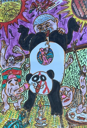 原画・着色ドローイング「逆立ち、逆勃ち」B6