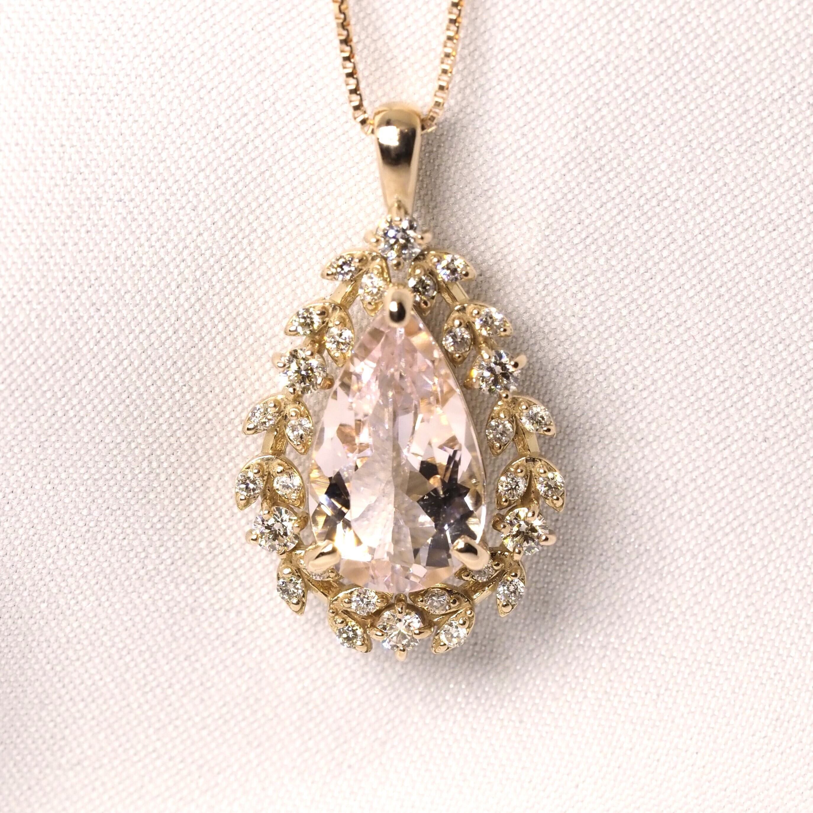 モルガナイト 1.95.ct D0.27ct ネックレス k18pg | fortejewelry 