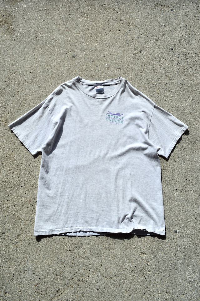 Hanes BEEFY 90s Made in USA Single Tee Ash Gray XL SAMBUCA MEDITERRANEAN CAFE & JAZZ BAR by DEEP ELLUM DALLAS ヘインズ ビーフィー 90s USA製 シングルステッチ