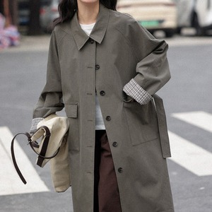 check-sleeve trench coat　J00470
