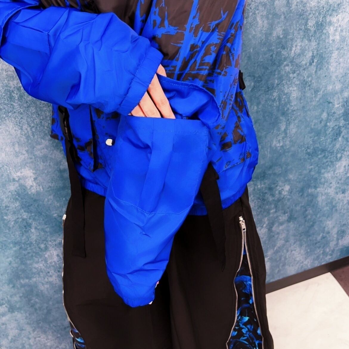 CROSS STRAP防寒フランネル生地OUTER【BLUE×BLACK】 | NIER CLOTHING