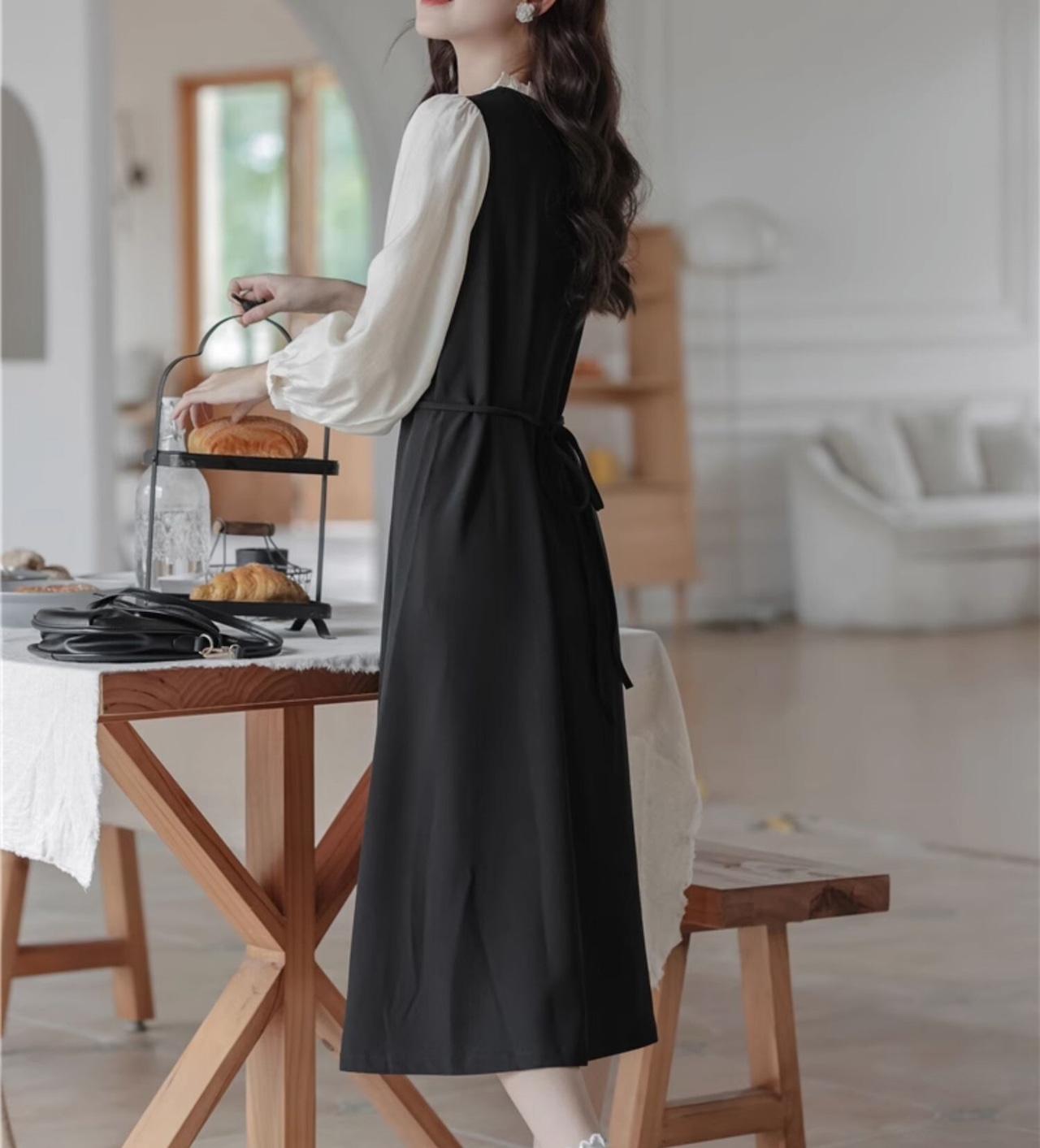 レイヤード風バイカラーワンピース W00872