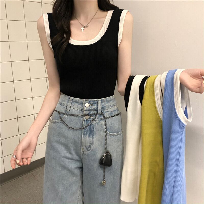 カラースリムノースリーブトップス 薄手サマー 夏物 YY-ファッション17565099698