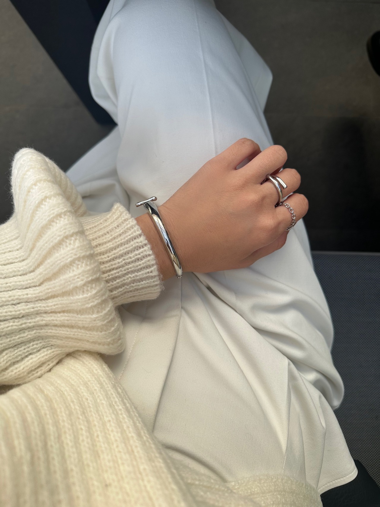 S925 チェーン×カフ ブレスレット