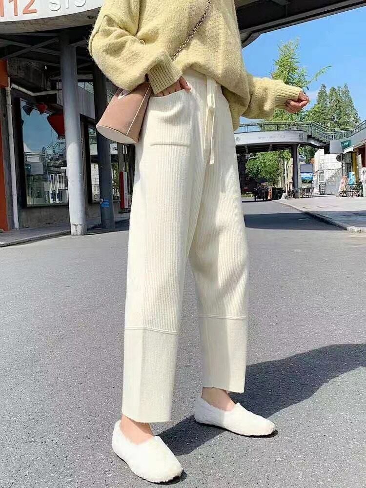 ポケット付きリブパンツ