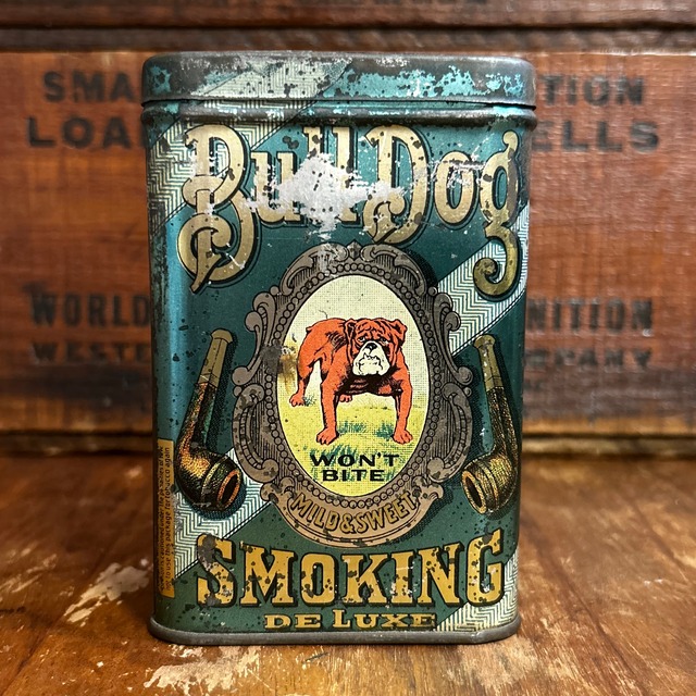 Early 1900s BULLDOG SMOKING DE LUXE ヴィンテージ タバコ ポケットTin 缶