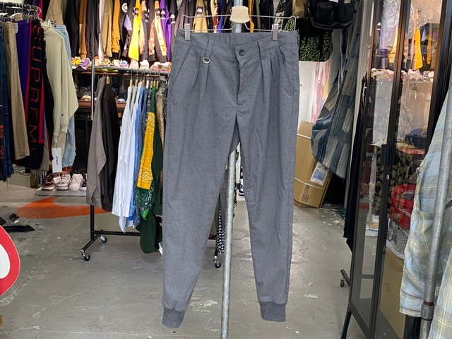 均一PRICE‼ SOPH TR STRETCH RIBBED 2 TUCK PANT GREY SMALL 13637