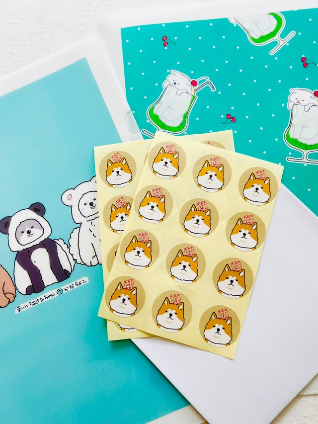 まいにちあきたちゃんシール12枚　ベージュ