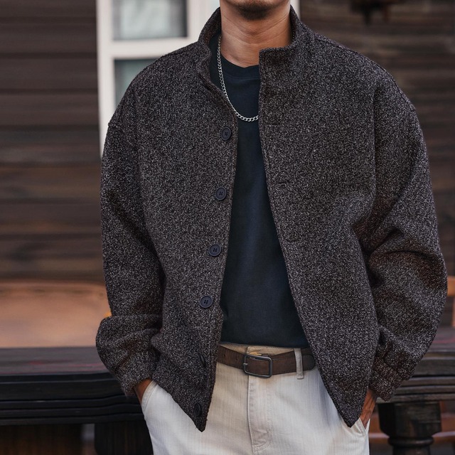 Stand collar vintage wool jacket ( 2color )
