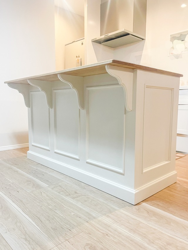 海外インテリア風キッチンカウンター179 (大理石天板・アイランドカウンター)W1200 オーダーメイド家具