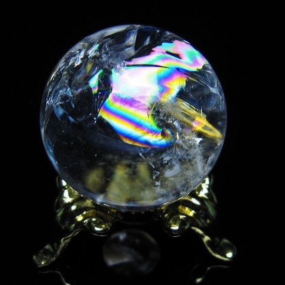 アイリスクォーツ 水晶 丸玉 虹入り 25mm スフィア 置物 水晶玉 一点物 141-7000