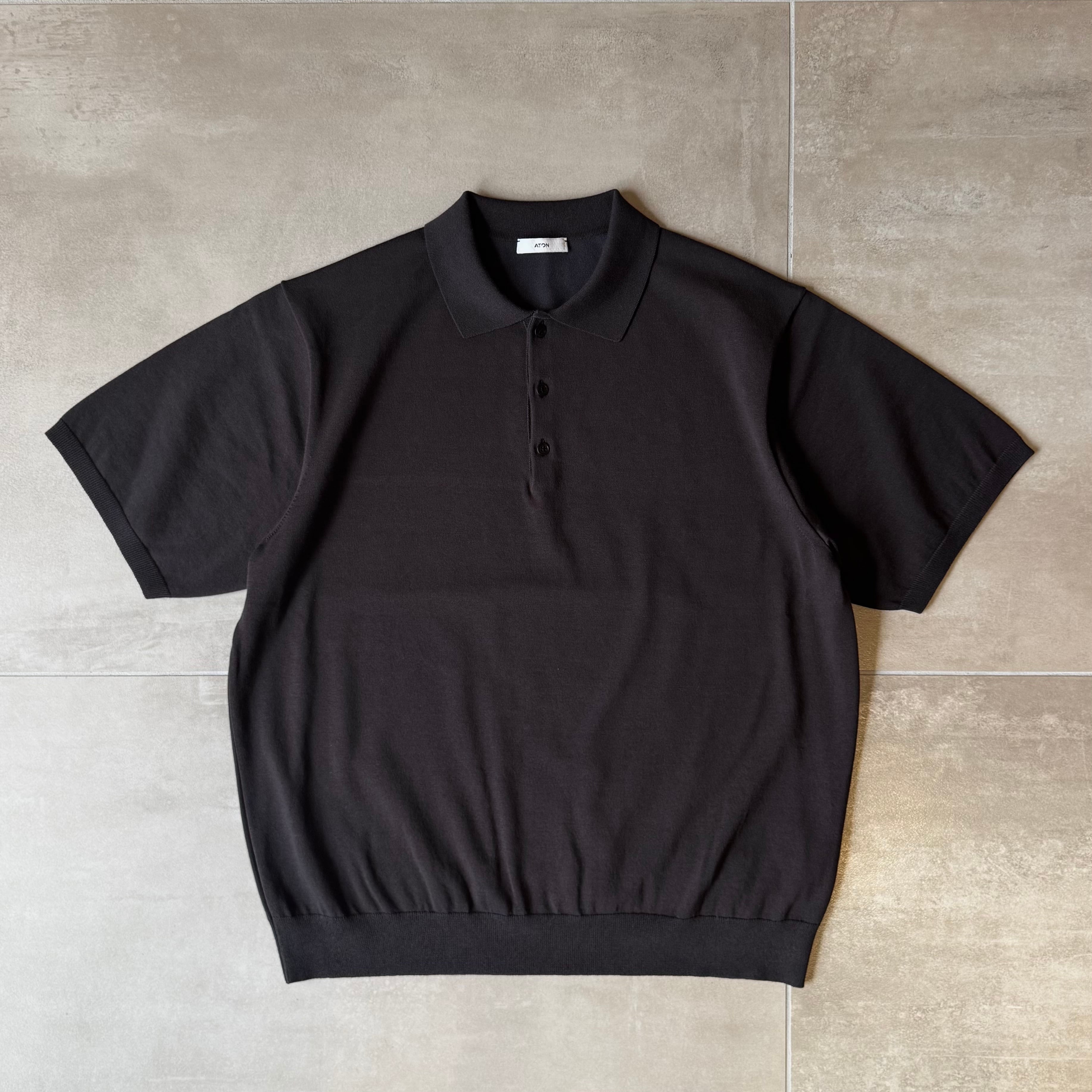 ATON | COTTON WASHI KNIT HALF SLEEVE POLO SWEATER | HJ GALLERY