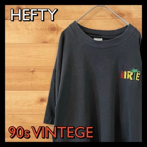 【HEFTY】 古着 90s ワンポイント 刺繍ロゴ Tシャツ オールド ビンテージ オーバーサイズ