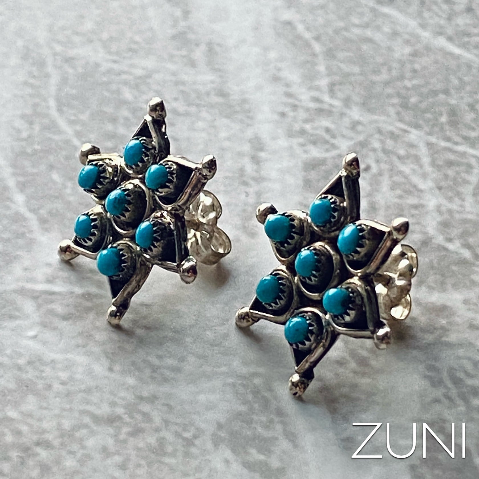 Zuni Waylon Johnson Indian jewelry turquoise pierce ズニ族　ターコイズ　ピアス　シルバー925　 インディアンジュエリー　ネイティブ