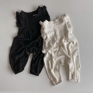 【即納/送料無料】♡ノースリフリルロンパース