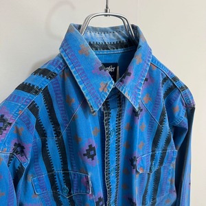 80s ラングラー wrangler ウエスタンシャツ　ビンテージ　ネイティブ柄