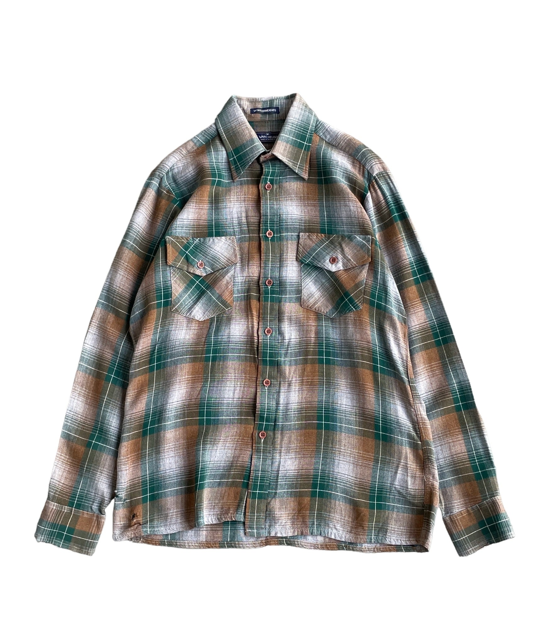 Vintage 70-80s M Rayon Ombre check shirt -VAN HEUSEN- | BEGGARS