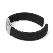 時計バンド 交換ベルト シリコンゴム 腕時計ストラップ 防水16mm 　縦シマ　ブラック