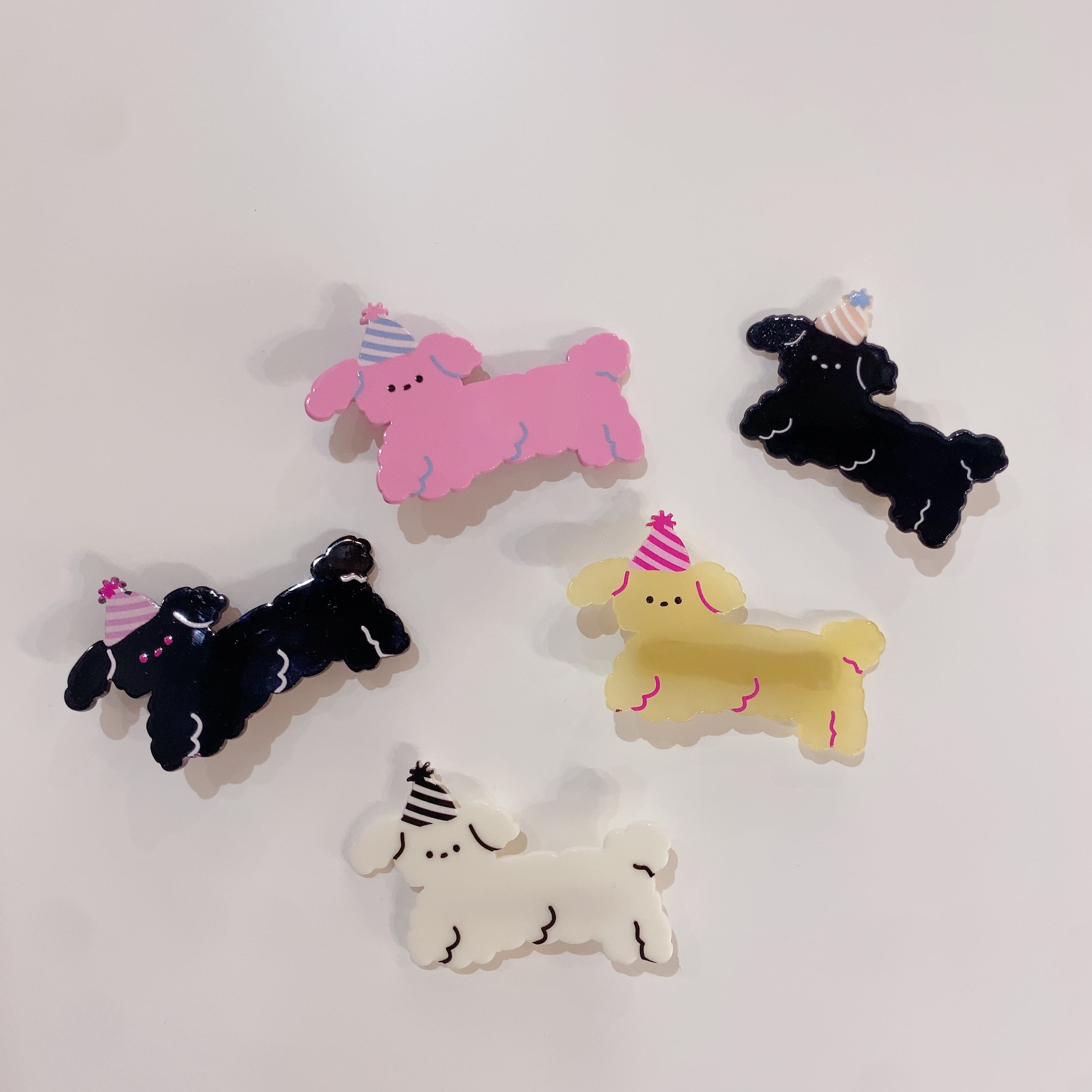 SALE♡handmade♡♡プードル♡♡ブラック&ピンクヘアクリップ SALE♡handmade♡♡プードル♡♡ブラック&ピンクヘアクリップ