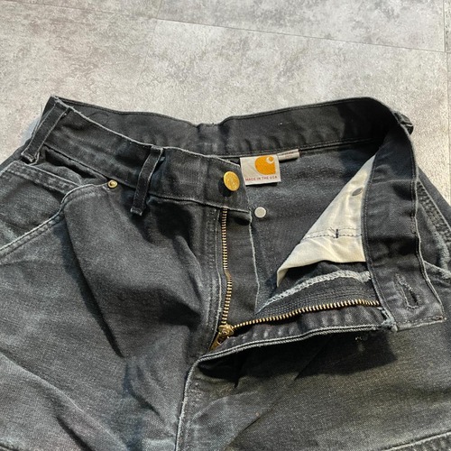 00s USA製 ブラック ダブルニー Carhartt B01 29×30 詳細写真8