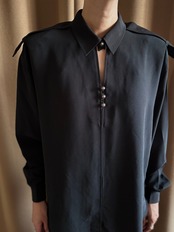 epaulet design mode black shirt-4991-9