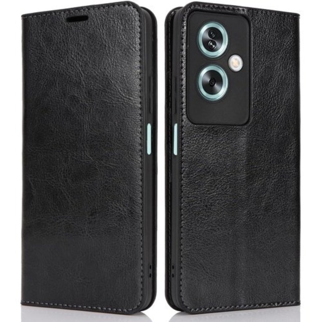 OPPO A79 5G ケース 手帳型 マグネット無し 耐衝撃 カードケース OPPO A79 5G モバイル SIMフリー ワイモバイル SoftBank 全対応 手帳型ケース オッポA79 5G カバー スマホケースA795G 携帯ケース 財布型 適用 case iCoverCase マグネットなし スタンド機能 光沢加工 牛革 レザー 財布型 カード入れ ブラック 2581