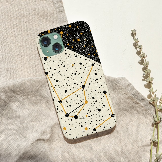 受注生産 iPhoneケース 黒い夜空と星座ライン｜星座図風 STAR053A