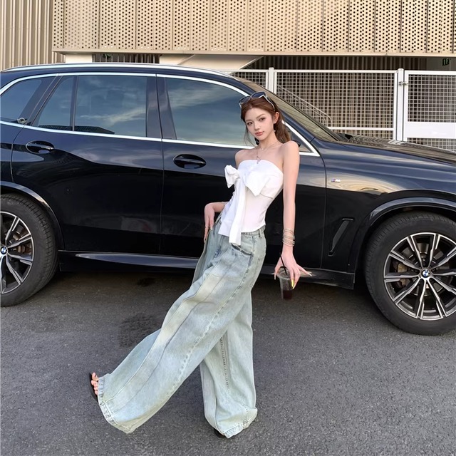 【bottoms】ワイドデニムパンツ Q8217