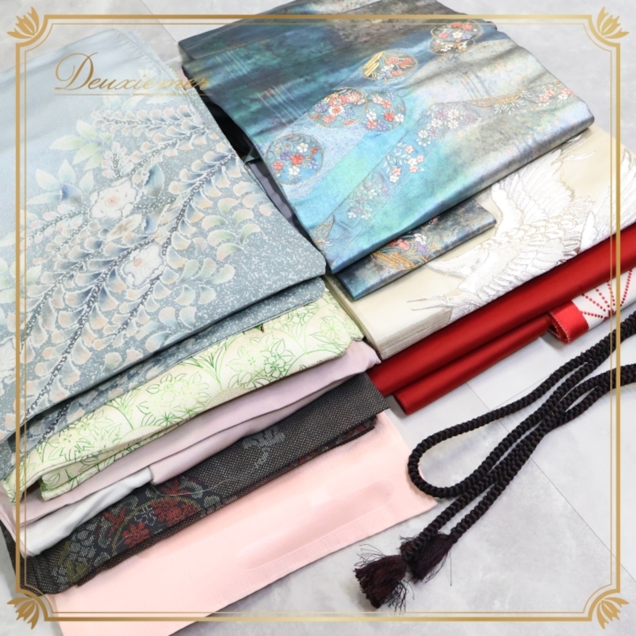 着物 まとめ売り セット 10点 リメイク 帯 帯締め 刺繍 留袖 ピンク 緑 青 水色 花柄 舞台 昭和レトロ リユース 古着 舞台衣装 小物 小道具 レトロファッション おしゃれ 着物 和装 和服 ハンドメイド 伝統手芸 セット販売 趣味 文化アイテム