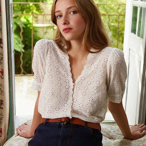 embroidery cotton race blouse