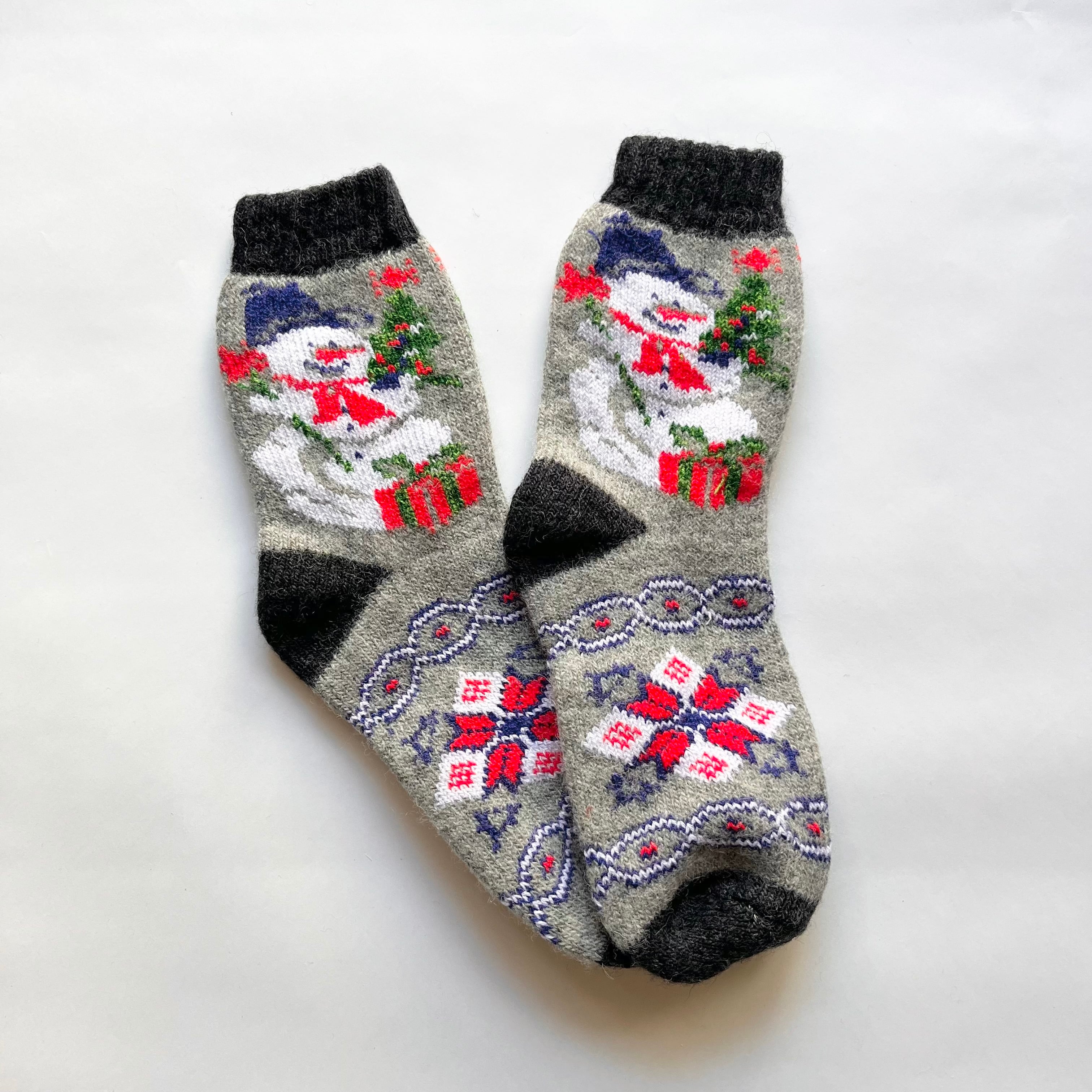 ウクライナ支援/ウールソックス(スノーマン柄)