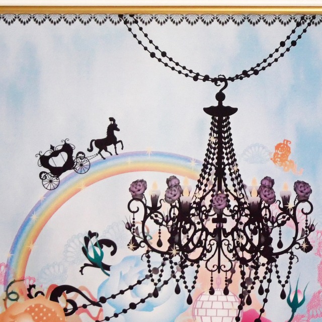 イラスト Rose Girl In The Dream バラ 虹 シャンデリア 黒猫 Nana Avarock