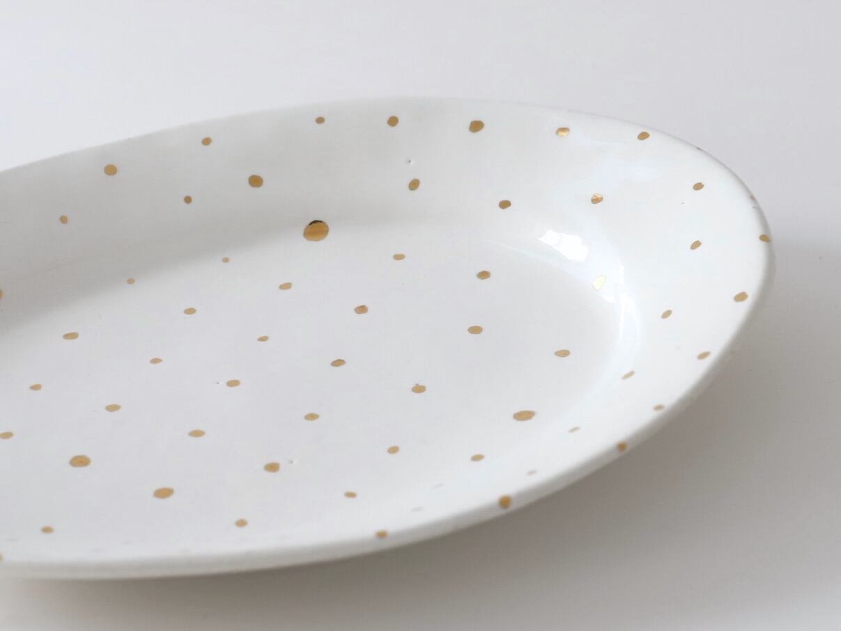 中囿義光 オーバル皿（金彩） ドット C | Galerie NUAGE