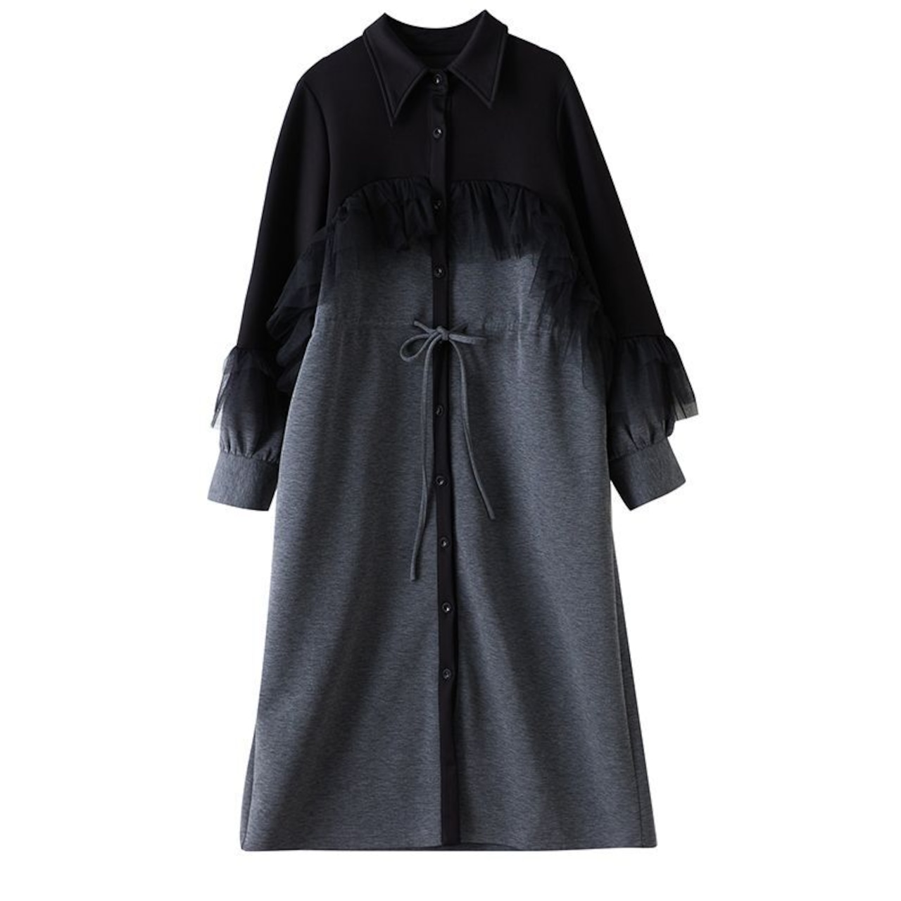 バイカラー ロング シャツワンピ 00300