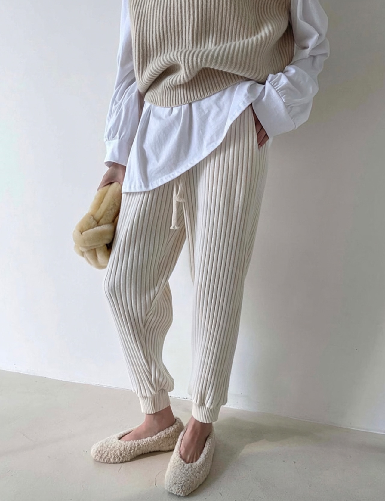 【新作5%OFF・3日間】Chunky Rib-knit Joggers_2colors