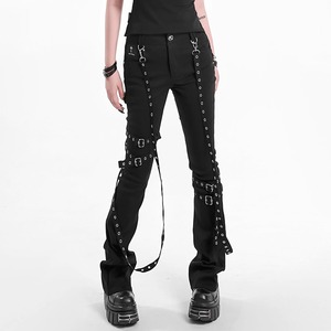 ストラップベルトボンテージパンクストレッチセミフレアパンツ（lli_6603）