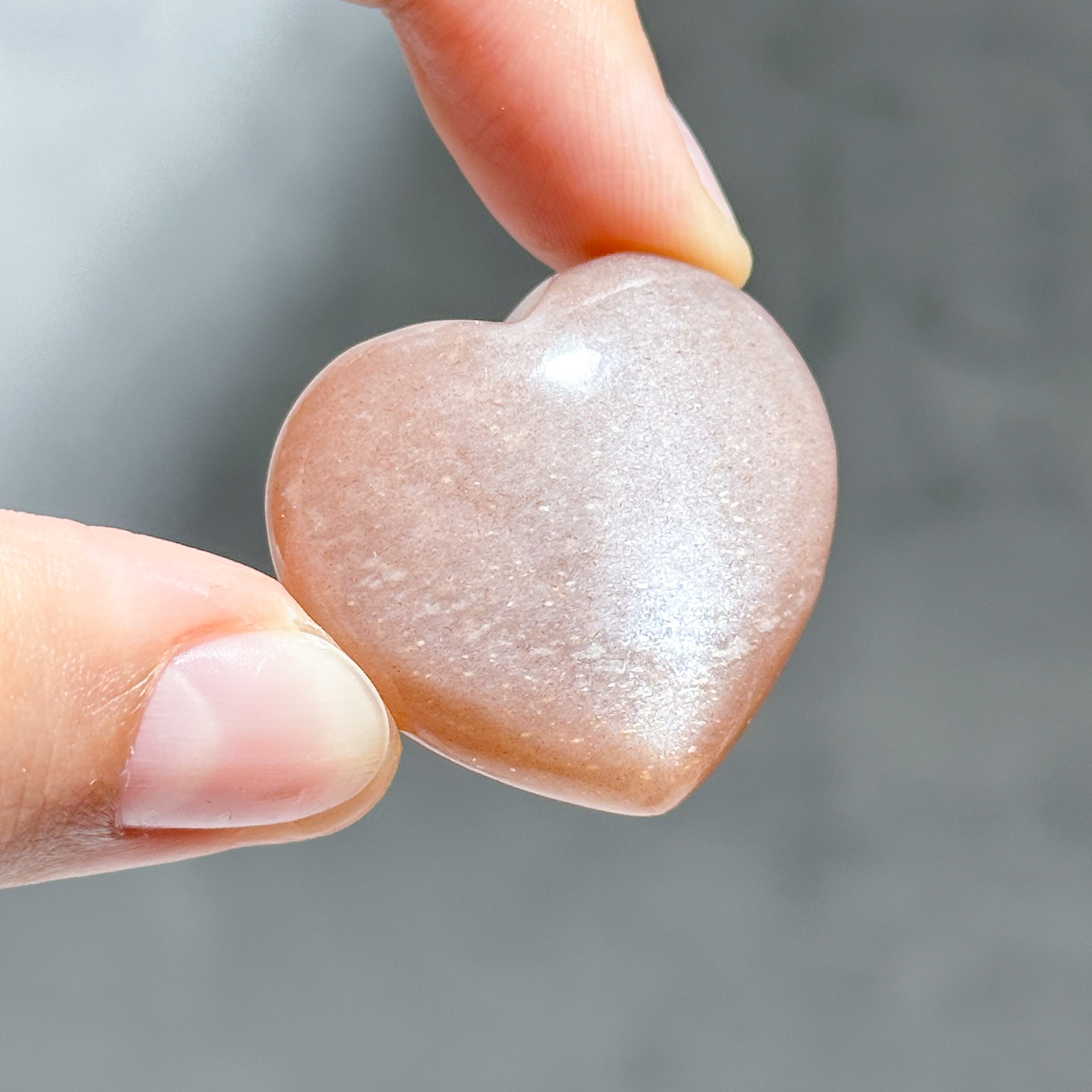 ピーチサン&ムーンストーン ハート35◇Peach Sun & Moon Stone Heart◇ 天然石・鉱物・パワーストーン