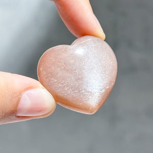 ピーチサン&ムーンストーン ハート35◇Peach Sun & Moon Stone Heart◇ 天然石・鉱物・パワーストーン