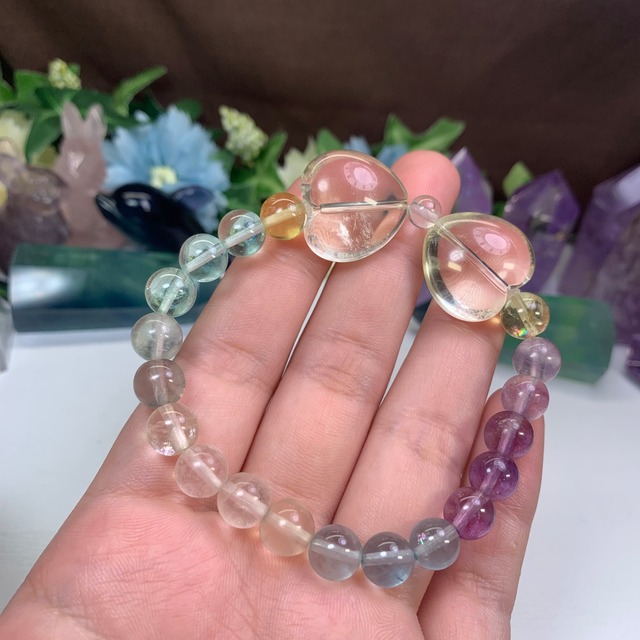 11. リボン風☆フローライト×シトリン デザインブレスレット