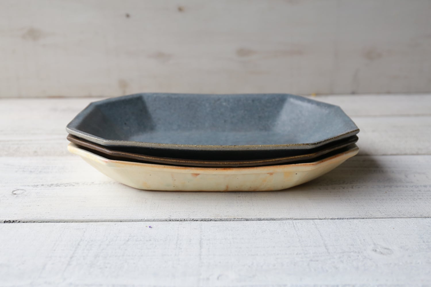 グレー釉 八角深鉢 大 | 古谷製陶所