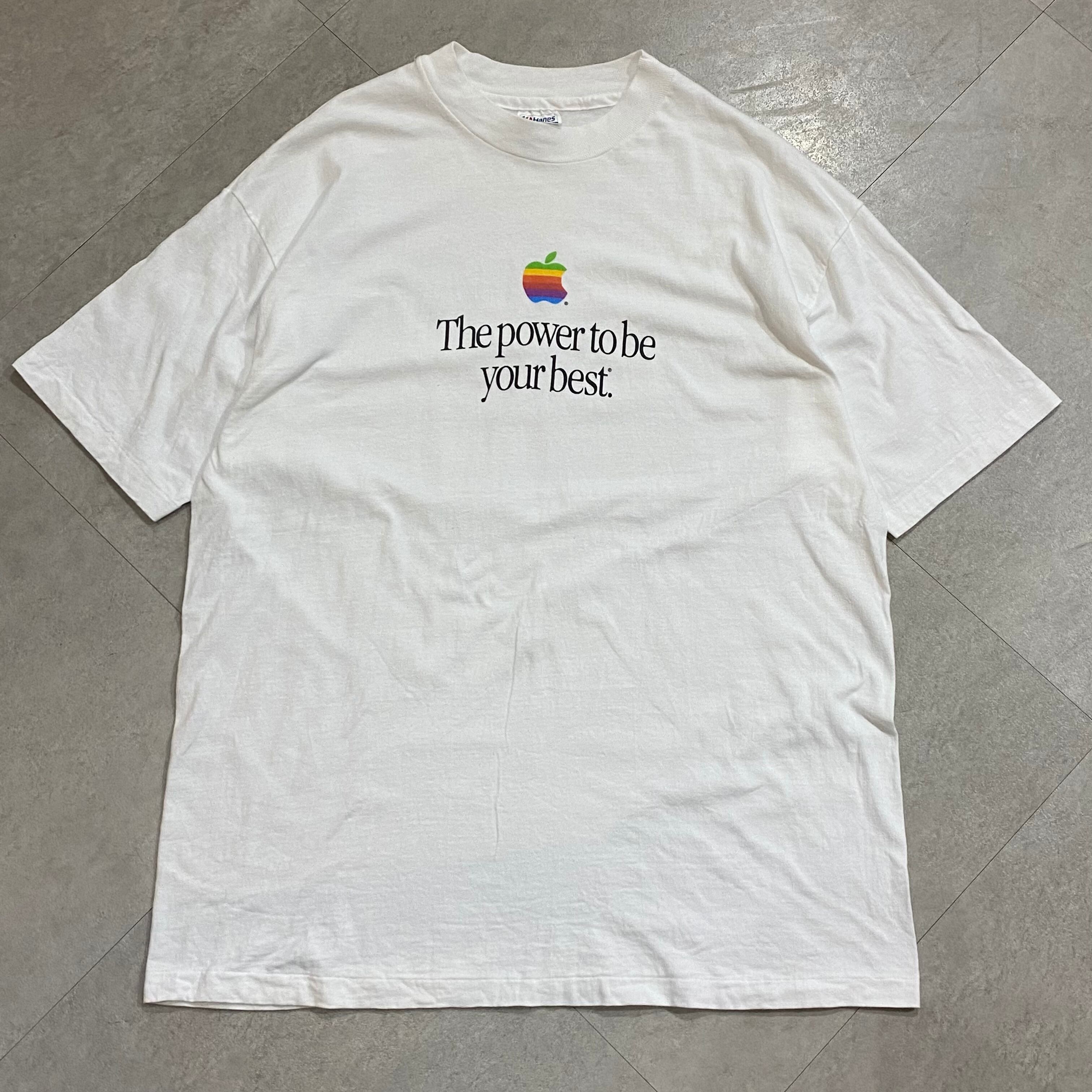 レアAppleロゴビンテージTシャツ、M表記ですがL位、ヘインズボディ