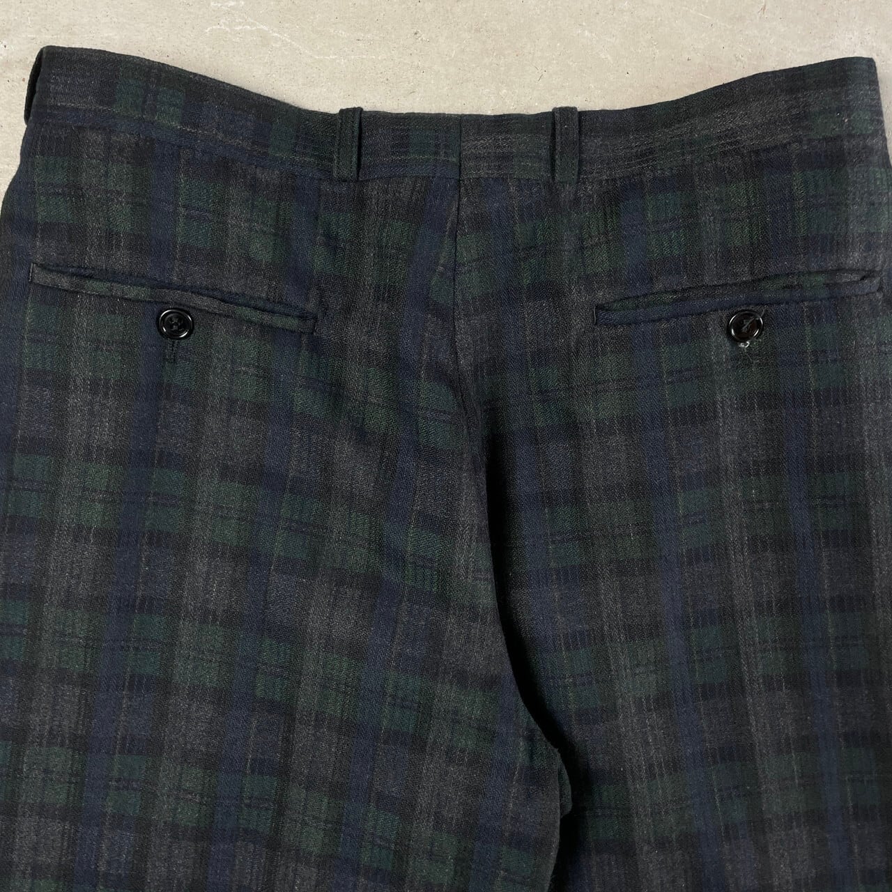 80s フランス製 vintage ウールスラックス チェック ツータック