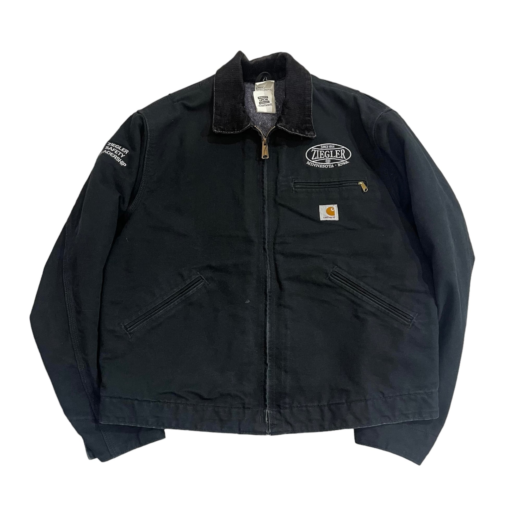 USA製 size:44【 Carhartt 】カーハート デトロイトジャケット ダックジャケット ワークジャケット ダック地 企業ロゴ ブラック 黒  古着 古着屋 高円寺 ビンテージ