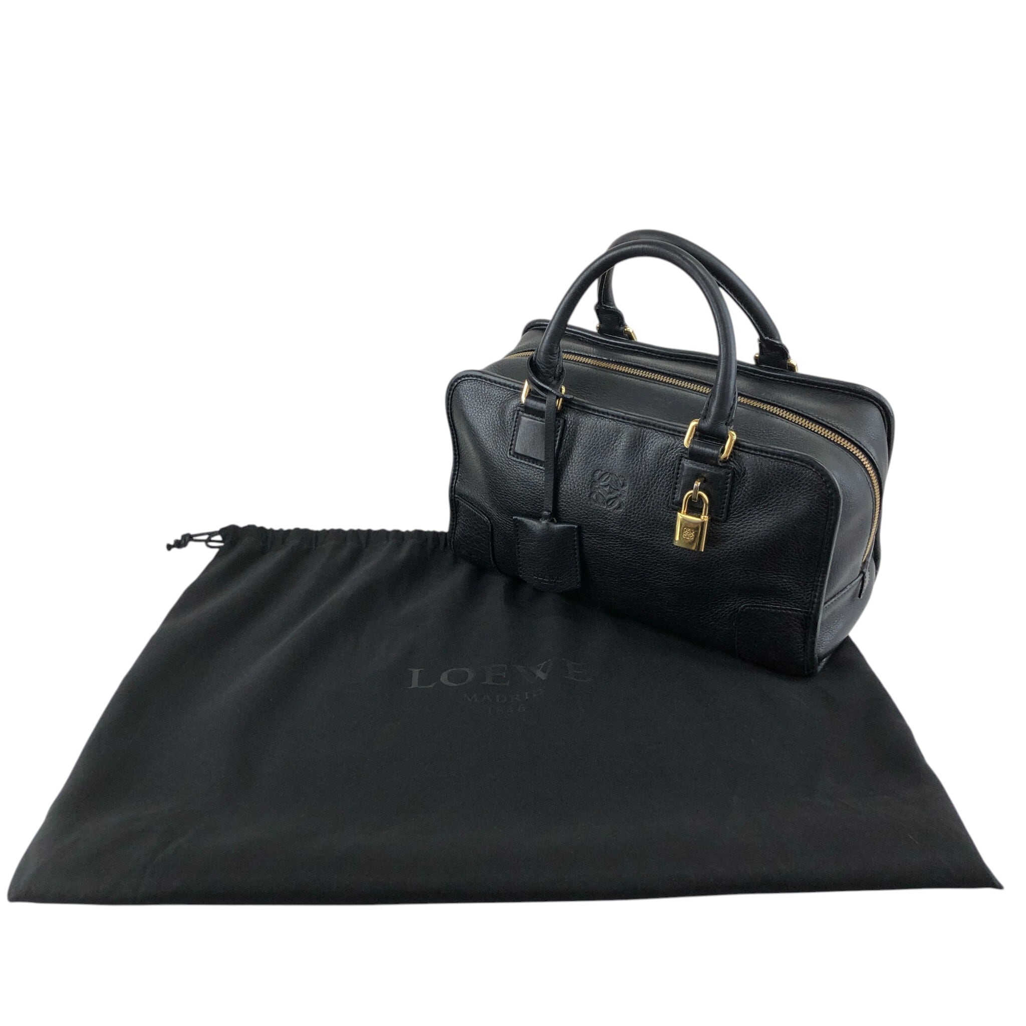 LOEWE ロエベ アマソナ28 ハンドバッグ ブラック アナグラム レザー