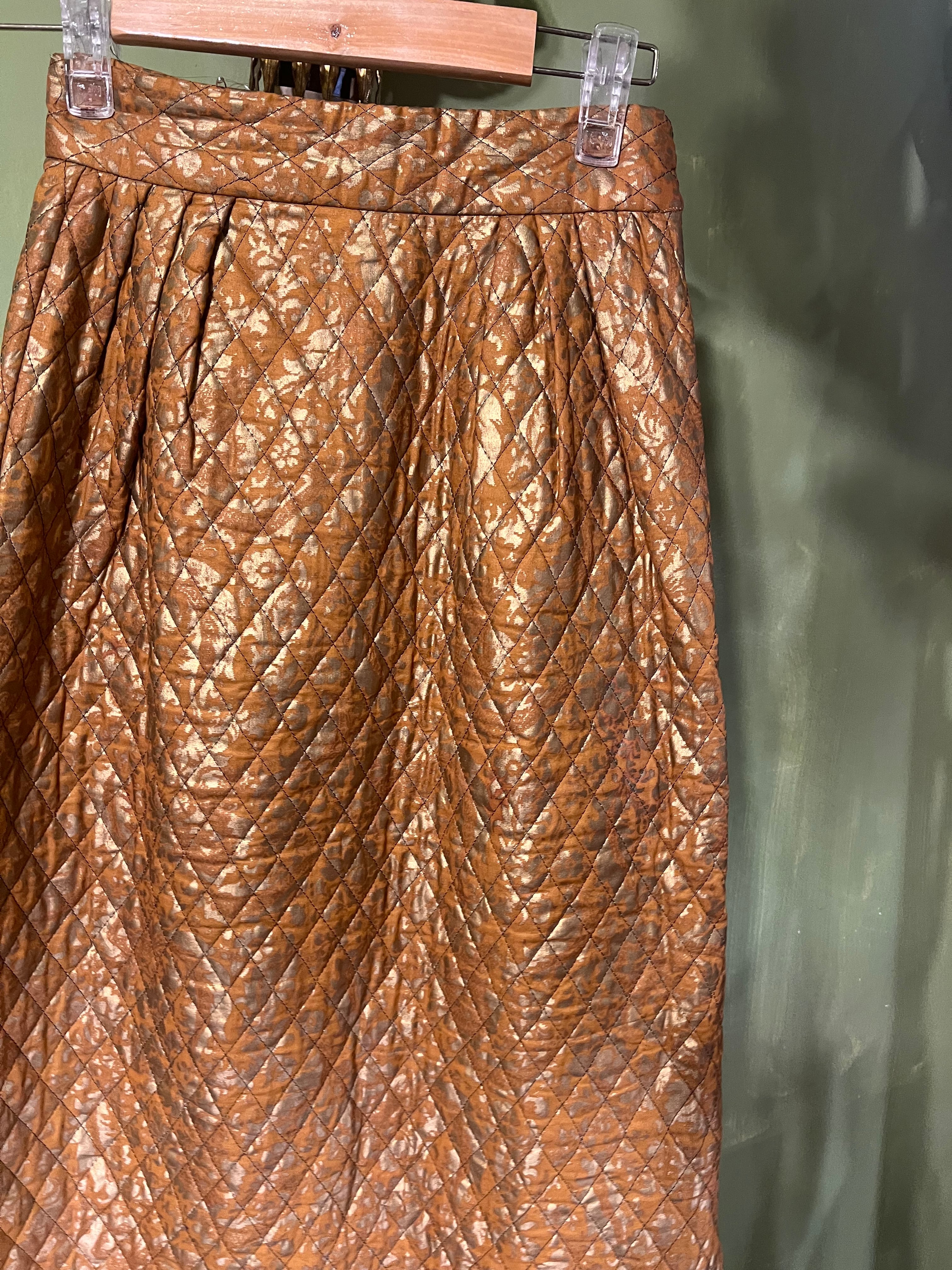 Vintage gold handpaint × quilting skirt ( ヴィンテージ ハンド