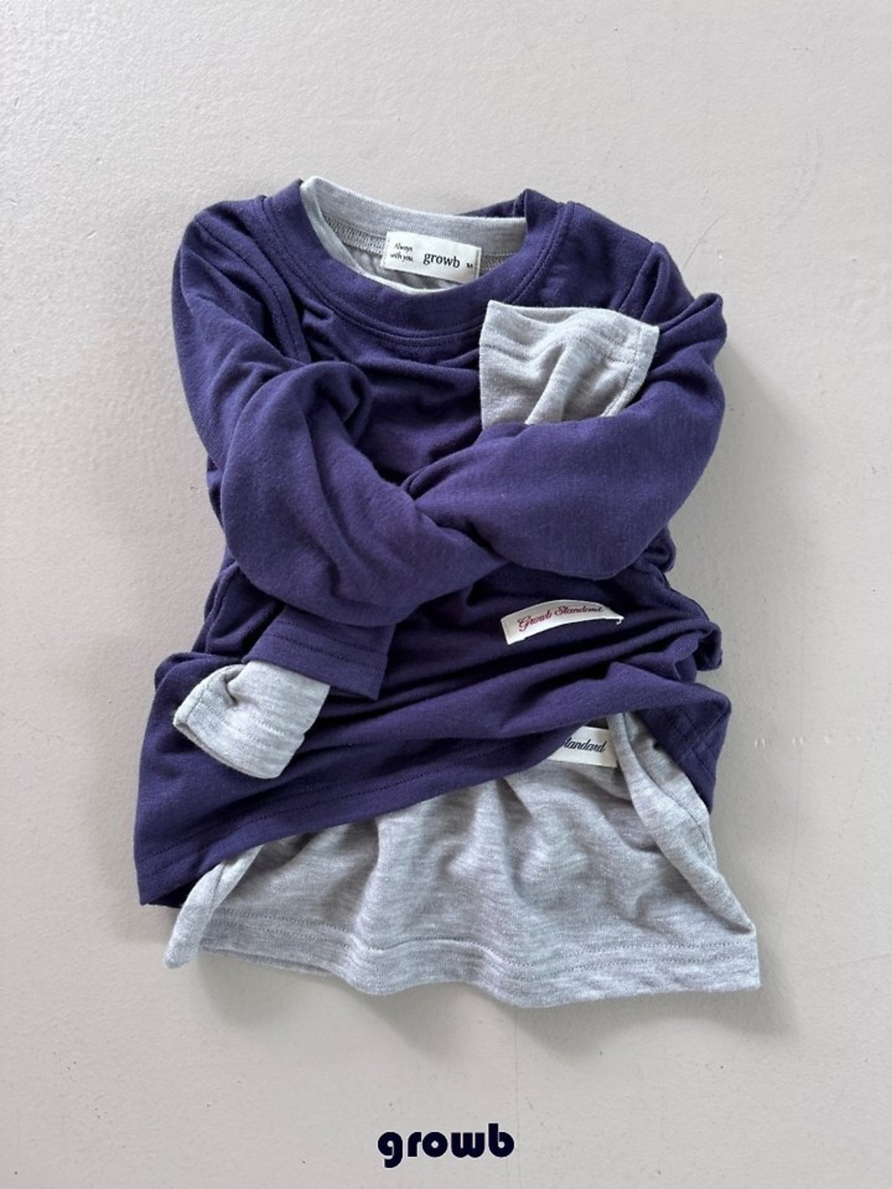 韓国子供服 / growb / ラベル Tシャツ / 秋服 *XS~JM*