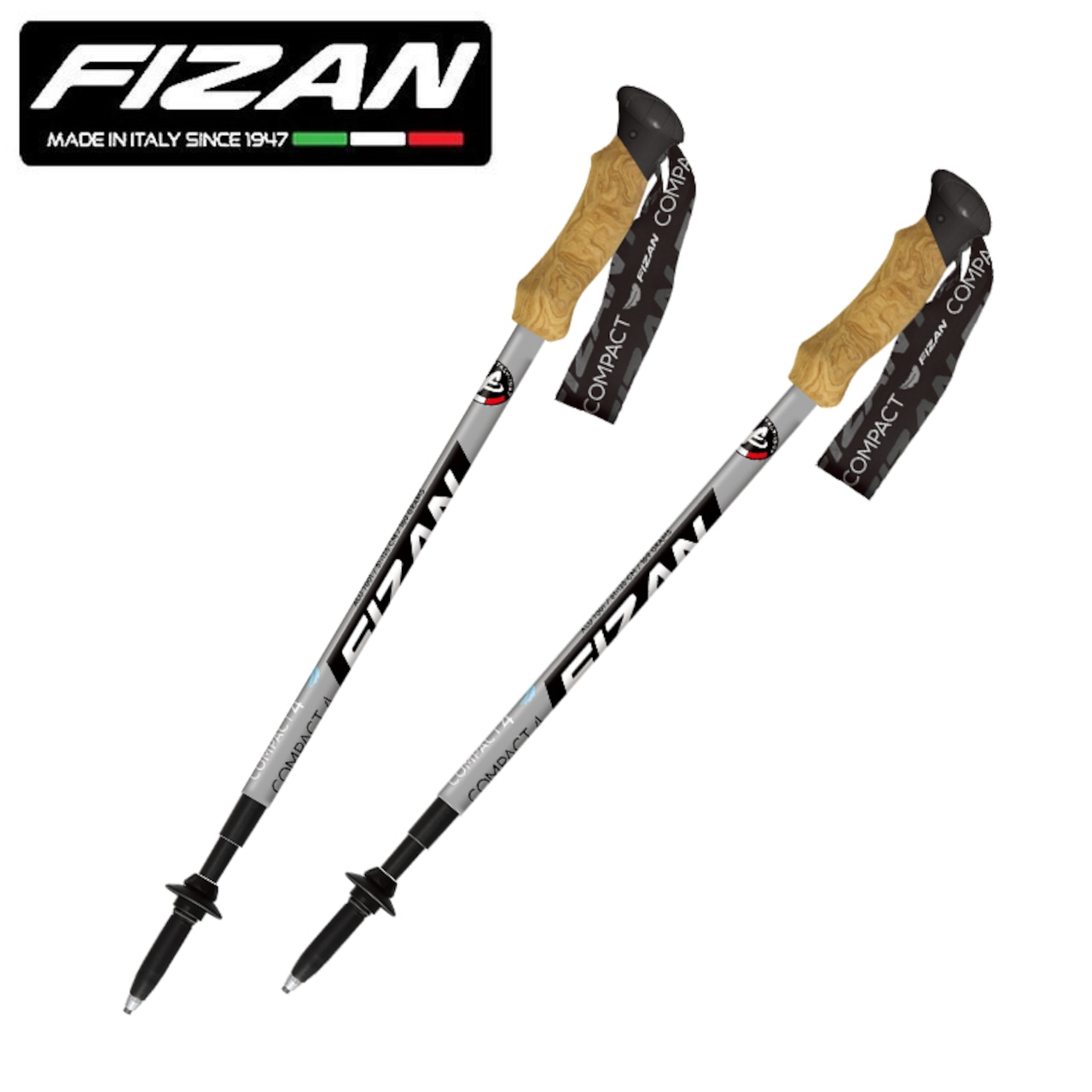 FIZAN フィザン 世界最軽量 可変4段 トレッキングポール  51-125cm COMPACT4 コンパクト4 2本セット